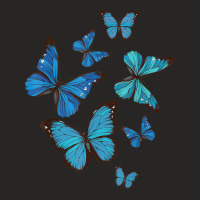 Blue Morpho Butterfly Swarm Lepidoptera Lover Entomologist Ladies Fitted T-shirt | Artistshot