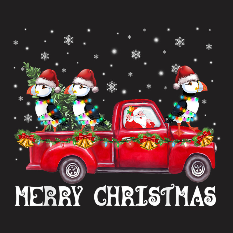 Santa Riding Christmas Tree Truck Puffin Bird Christmas T Shirt T-shirt | Artistshot