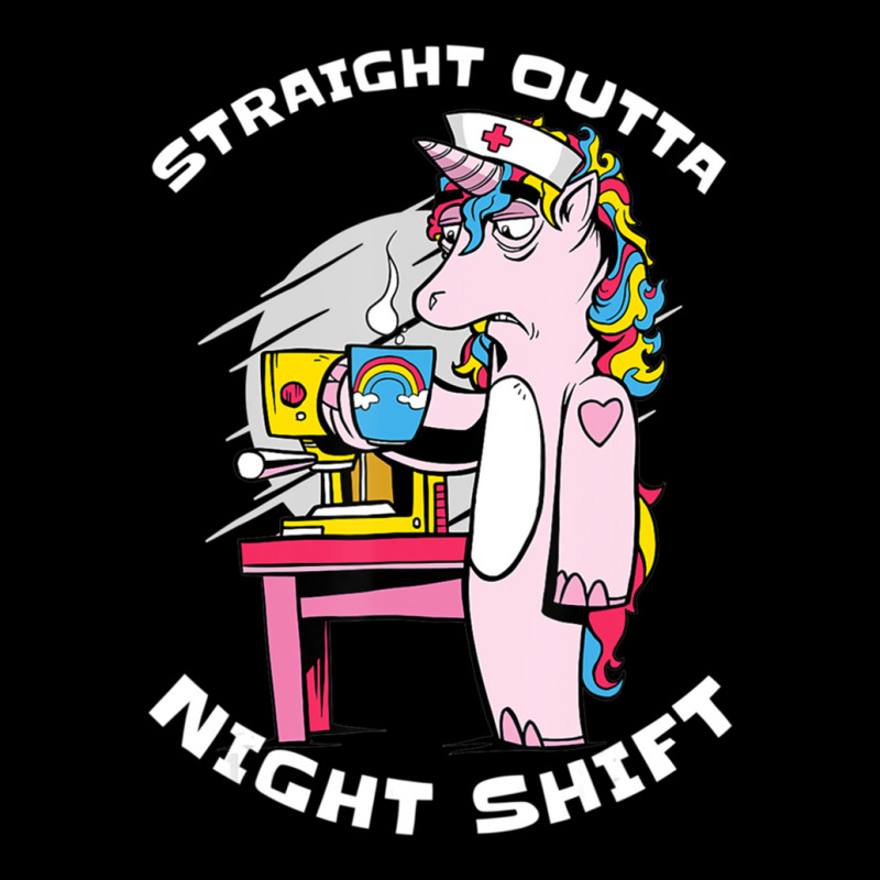 Straight Outta Night Shift Nurse Unicorn Coffee Zipper Hoodie | Artistshot