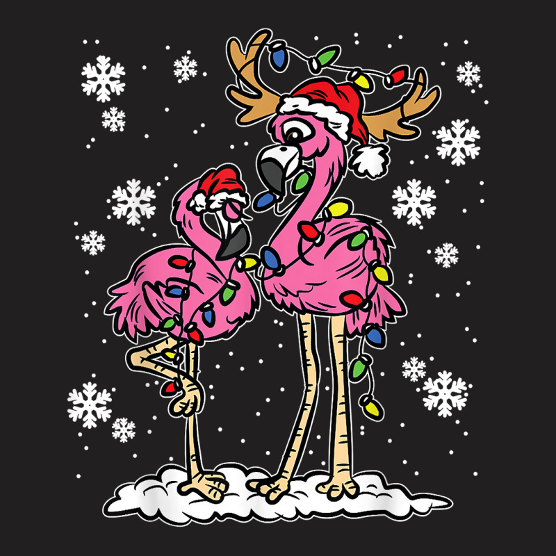 Flamingo Christmas Lights Santa Hat Pajama Cute Animal X Mas T Shirt T-shirt | Artistshot