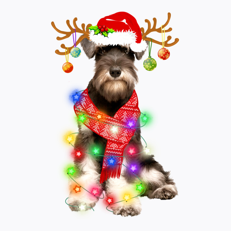 Funny Puppy Lover Schnauzer Christmas Lights Pajama Long Sleeve T Shir T-shirt | Artistshot