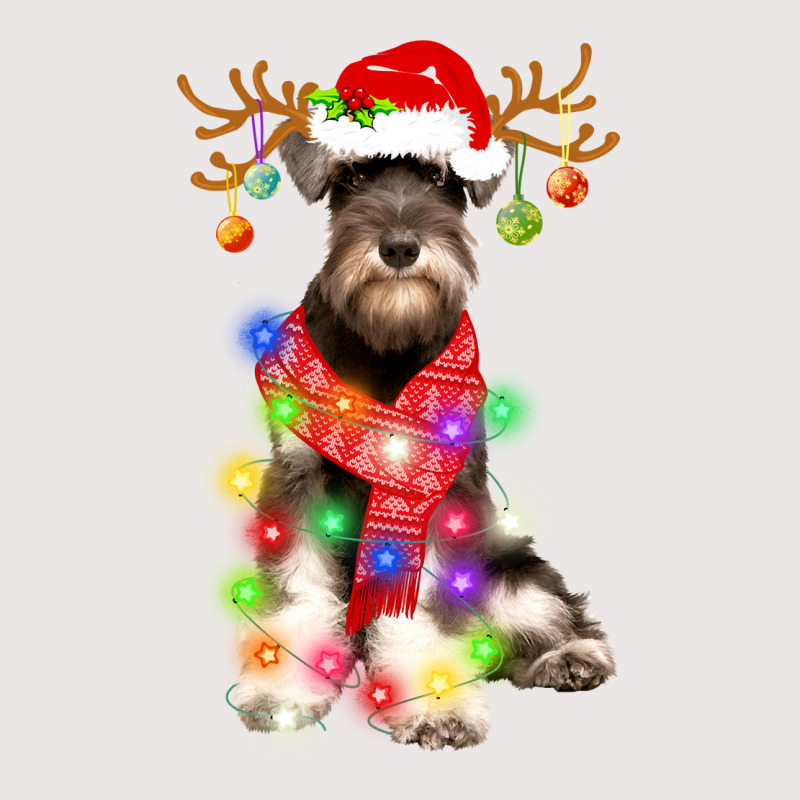 Funny Puppy Lover Schnauzer Christmas Lights Pajama Long Sleeve T Shir Pocket T-shirt | Artistshot