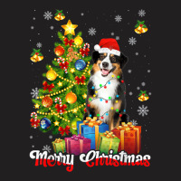 Australian Shepherd Santa Christmas Tree Lights Xmas Aussie T Shirt T-shirt | Artistshot