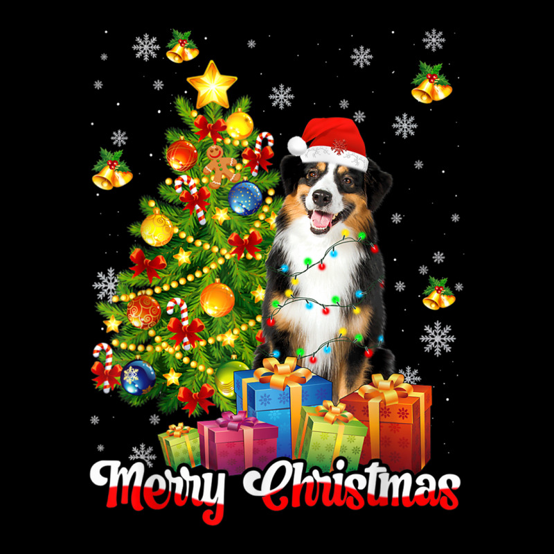 Australian Shepherd Santa Christmas Tree Lights Xmas Aussie T Shirt Pocket T-shirt | Artistshot