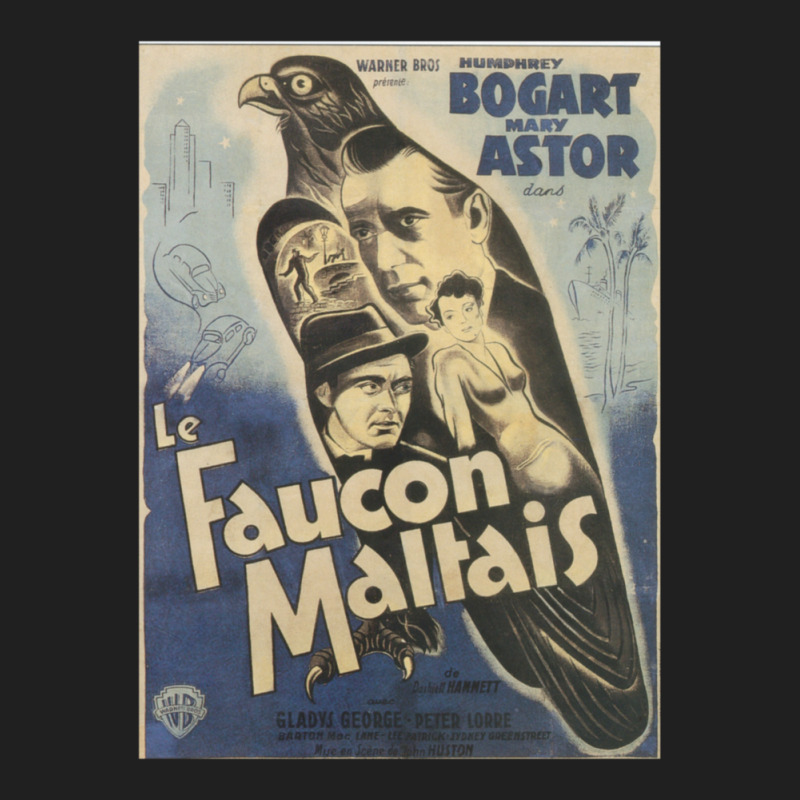 Maltese Falcon - Vintage French Movie Poster (humphrey Bogart Ladies Polo Shirt by AllenSCrowley | Artistshot