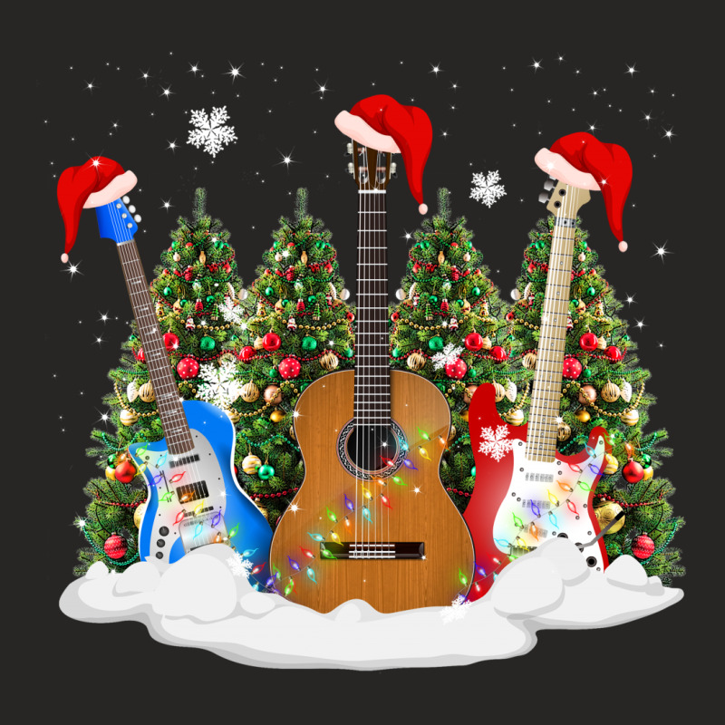 Christmas Guitar Ladies Fitted T-shirt | Artistshot