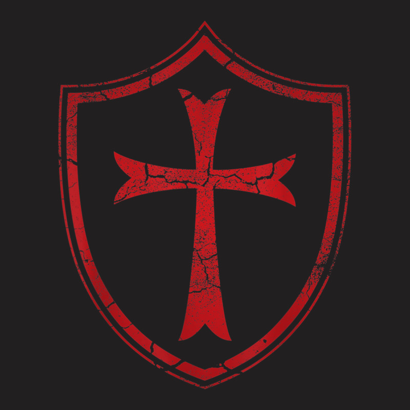 Distressed Knights Templar Cross And Shield Crusader T-shirt | Artistshot