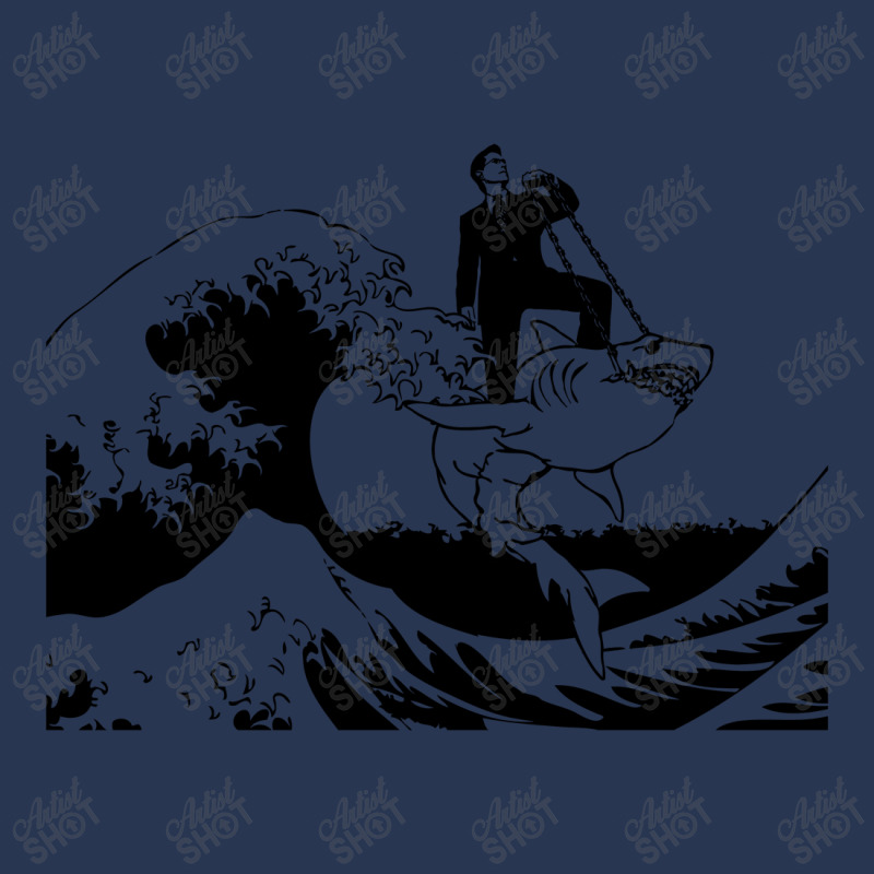 Stencil Art Of Himself Riding A Shark Ladies Denim Jacket by AnncCurr | Artistshot