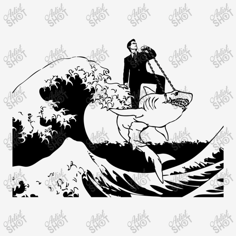 Stencil Art Of Himself Riding A Shark Ladies Polo Shirt by AnncCurr | Artistshot