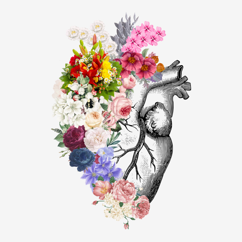 human heart art flowers