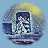 Cute Happy Young Dog Working P At The Office. Pets Indoors. Ta Classic T-shirt | Artistshot