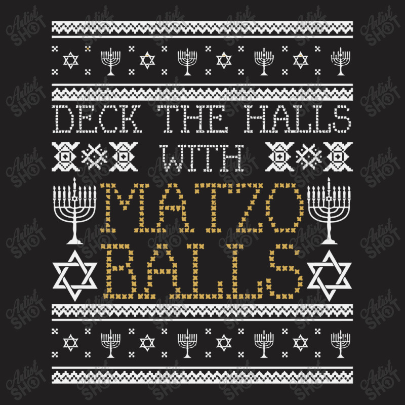 Deck The Halls With Matzo Balls Ugly Hanukkah Sweater Mini Skirt T-shirt | Artistshot