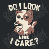 Do I Look Like I Care   Lazy Cute Coffee Cat Gift Crewneck Sweatshirt | Artistshot