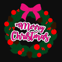 Green Red And Pink Wreath With Merry Christmas Text Overlay Crop Top | Artistshot