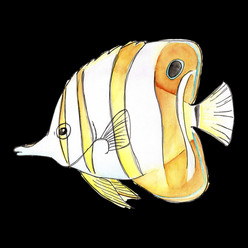 Copperband Butterflyfish Watercolor Painting Aquarium Ocean Pocket T-Shirt by asongurules3 | Artistshot