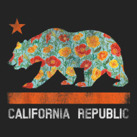 California Republic State Bear Star Poppy Flower La Cali Tee 3/4 Sleeve Shirt | Artistshot