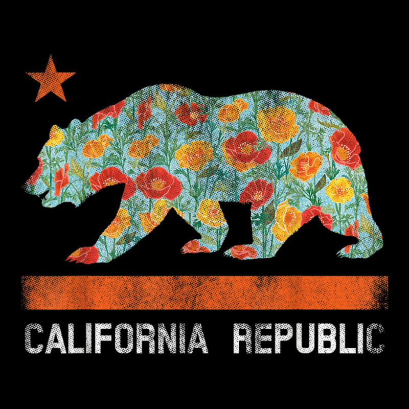 California Republic State Bear Star Poppy Flower La Cali Tee Men's 3/4 Sleeve Pajama Set by KellieRennhack | Artistshot