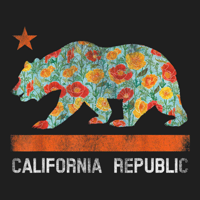 California Republic State Bear Star Poppy Flower La Cali Tee Classic T-shirt by KellieRennhack | Artistshot