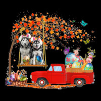 Husky Wearing Bunny Ear Red Truck With Eggs Women's V-neck T-shirt | Artistshot