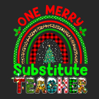 One Merry Substitute Teacher Rainbow Buffalo Plaid Xmas Tree T Shirt Women's Pajamas Set | Artistshot