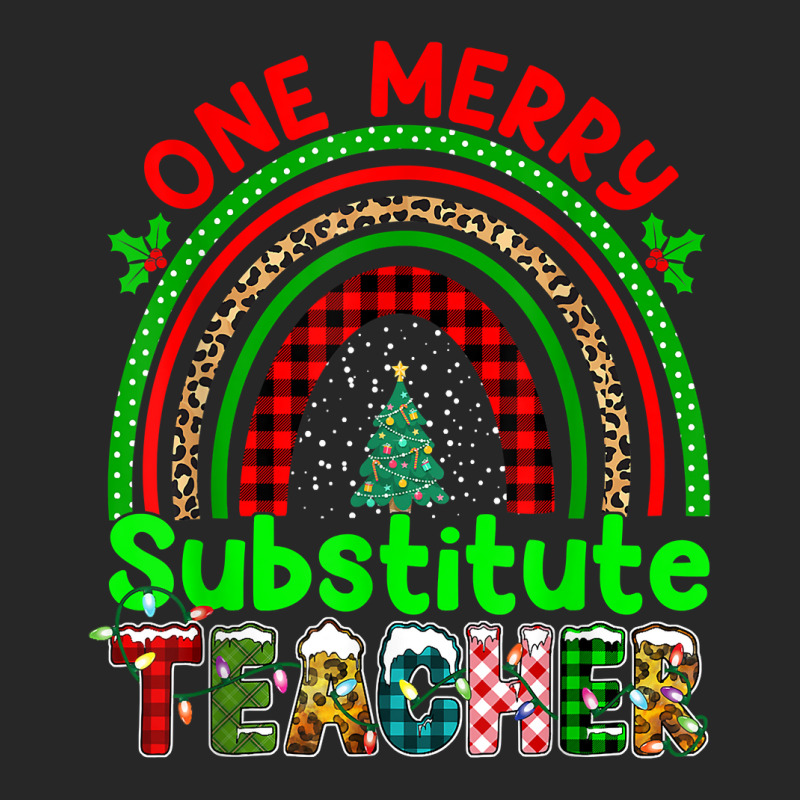 One Merry Substitute Teacher Rainbow Buffalo Plaid Xmas Tree T Shirt Women's Pajamas Set by anitrasargisg5b | Artistshot