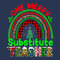 One Merry Substitute Teacher Rainbow Buffalo Plaid Xmas Tree T Shirt Ladies Denim Jacket | Artistshot