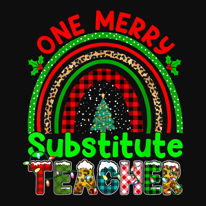 One Merry Substitute Teacher Rainbow Buffalo Plaid Xmas Tree T Shirt Crop Top by anitrasargisg5b | Artistshot