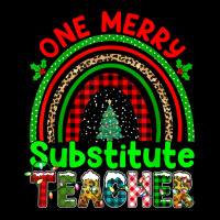 One Merry Substitute Teacher Rainbow Buffalo Plaid Xmas Tree T Shirt Cropped Hoodie | Artistshot