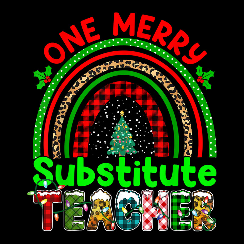 One Merry Substitute Teacher Rainbow Buffalo Plaid Xmas Tree T Shirt Cropped Hoodie by anitrasargisg5b | Artistshot