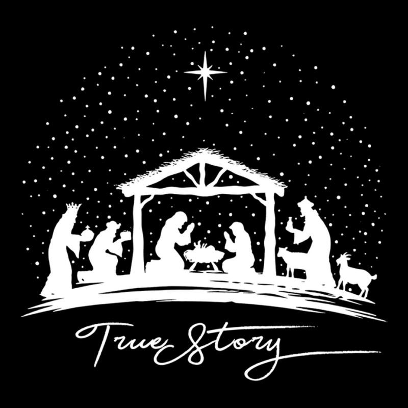 True Story Nativity Christmas Baby Jesus Manger Catholic Long Sleeve T Baby Bibs by bettincam | Artistshot