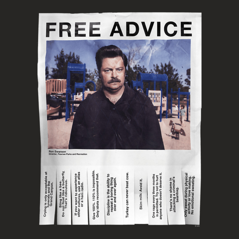 Parks Recreation Free Advice Poster Ladies Fitted T-Shirt by AbeaJuanje | Artistshot