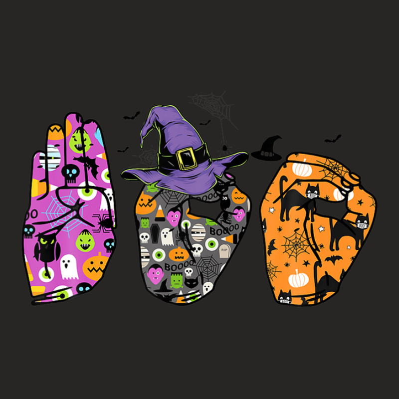 Boo Hands American Sign Language Pride Asl Halloween Ladies Fitted T-Shirt by mufchedidp | Artistshot