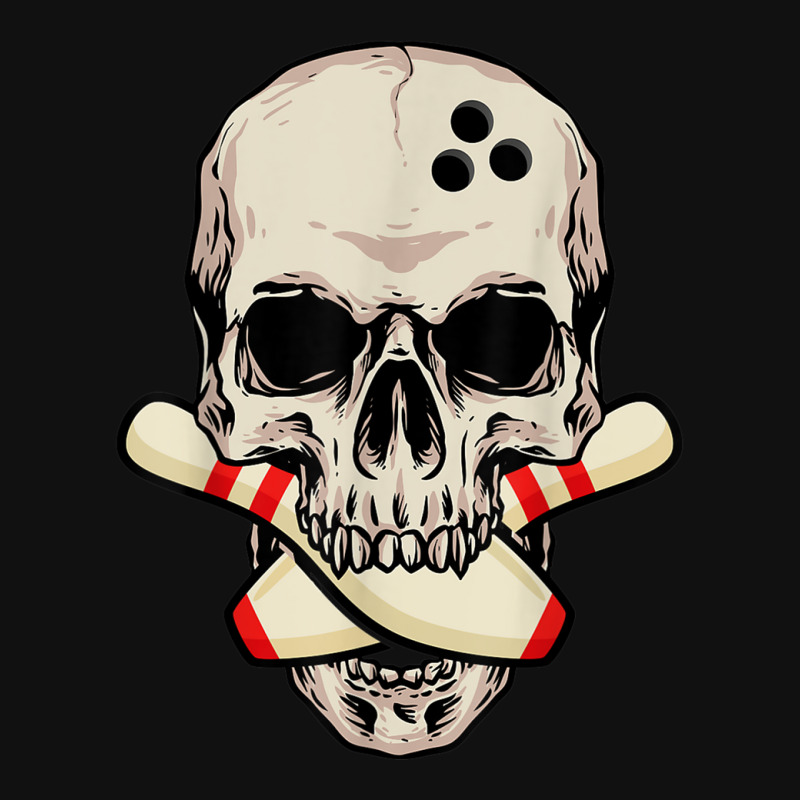 Bowling Pins Retro Skull Skeleton Head Bowling Ball Round Patch By ...