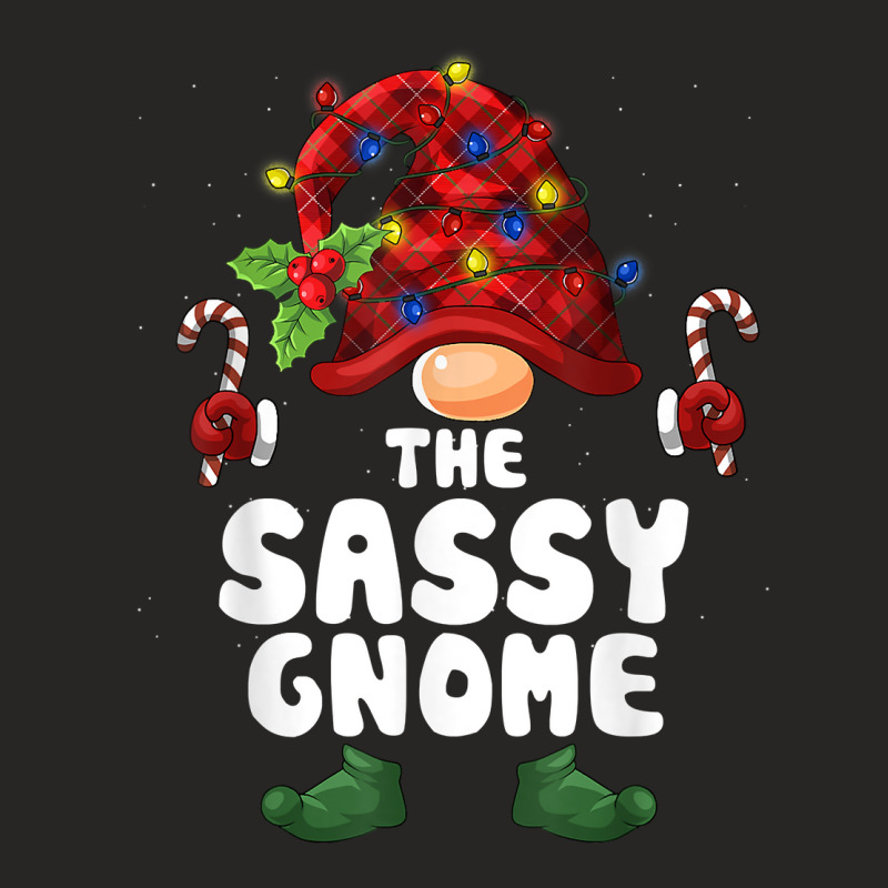 Sassy Gnome Lights Buffalo Plaid Matching Family Christmas T Shirt Ladies Fitted T-Shirt by gennej | Artistshot