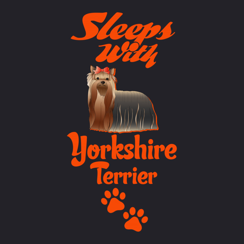 Sleeps With Yorkshire Terrier Unisex Sherpa-Lined Denim Jacket by tshiart | Artistshot