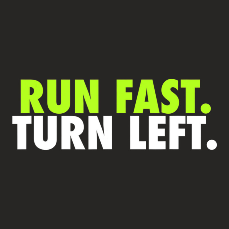 Run Fast Turn Left Funny Track Runner Motivational Fitness Ladies Fitted T-Shirt by bummercaught | Artistshot