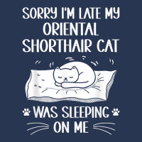 I'm Late My Oriental Shorthair Cat Was Sleeping On Me Funny T Shirt Men Denim Jacket | Artistshot