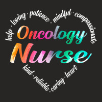 Oncology Nurse Heart Word Cloud Watercolor Rainbow Ladies Fitted T-shirt | Artistshot