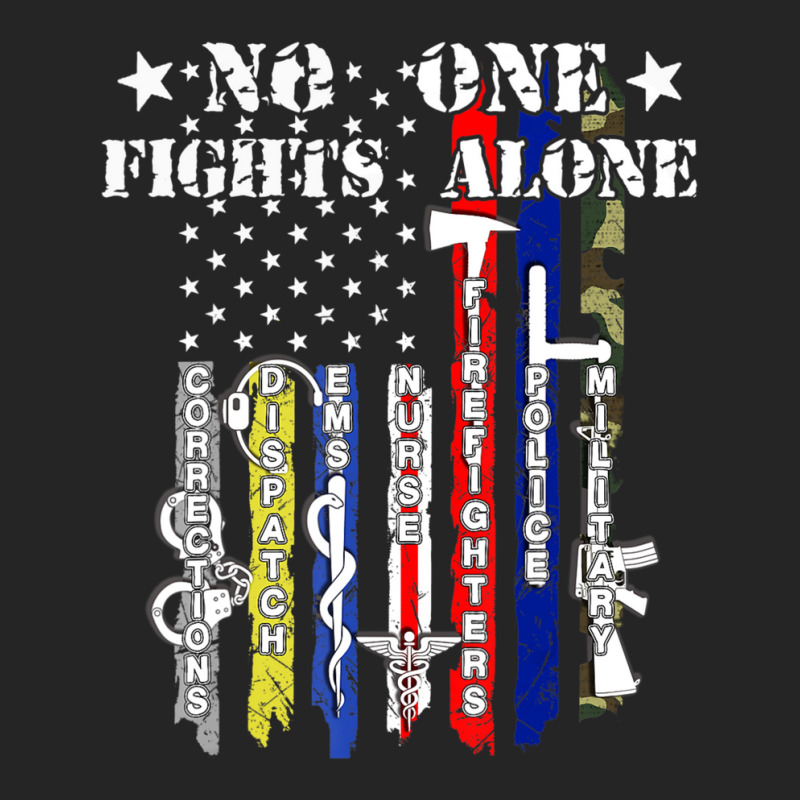 No One Fights Alone Usa Flag Veterans Army Police Ems Unisex Hoodie by degreesgunner | Artistshot