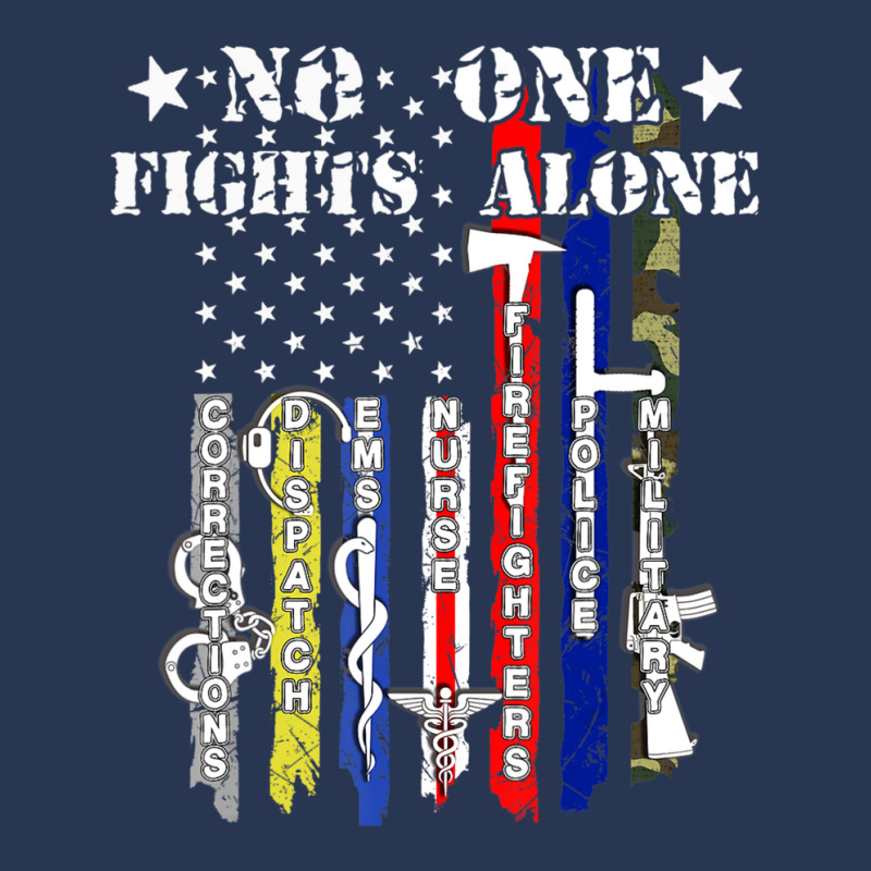 No One Fights Alone Usa Flag Veterans Army Police Ems Men Denim Jacket by degreesgunner | Artistshot