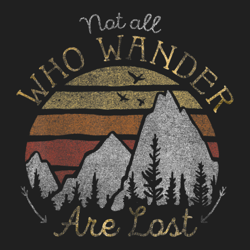 Not All Who Wander Are Lost Gradient Mountain Gold Drawstring Bags | Artistshot