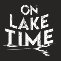 On Lake Time Funny Summer Boating And Fishing Ladies Fitted T-shirt | Artistshot