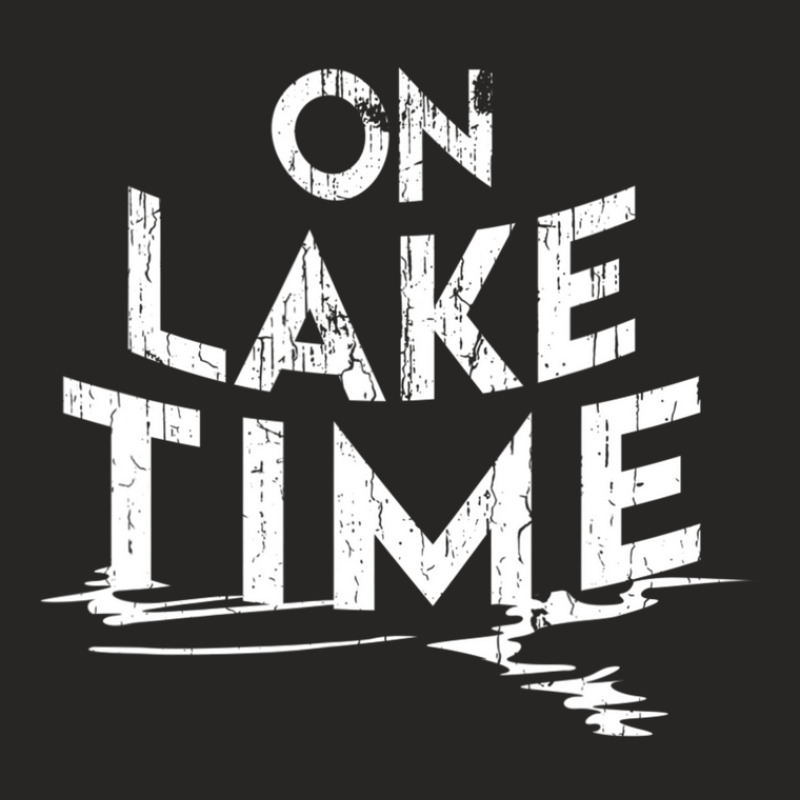 On Lake Time Funny Summer Boating And Fishing Ladies Fitted T-Shirt by degreesgunner | Artistshot