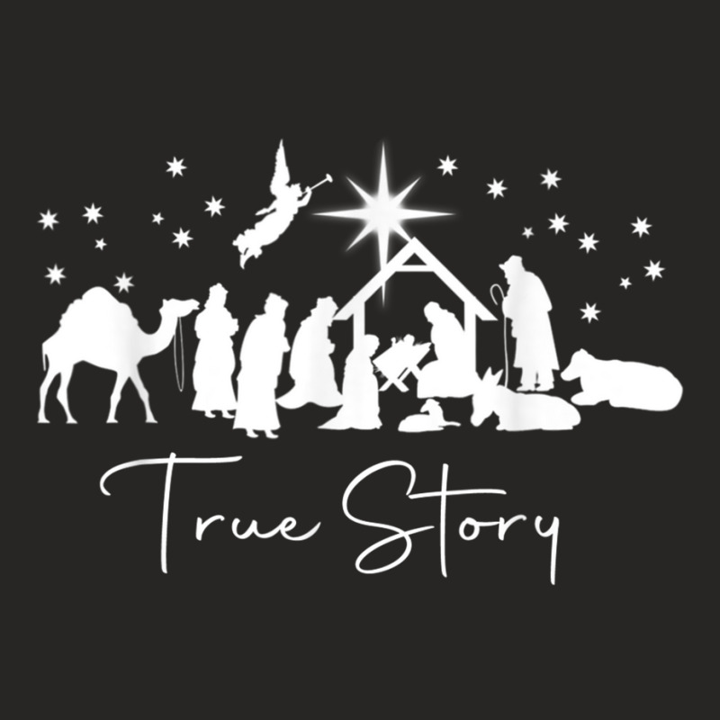 True Story Nativity Christmas Baby Jesus Manger Catholic T Shirt Ladies Fitted T-Shirt by catotdmontis | Artistshot