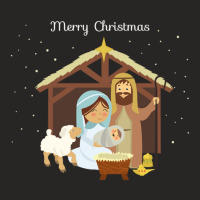 Merry Christmas & Nativity Scene Christian Ladies Fitted T-shirt | Artistshot