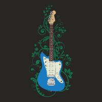 Blue Offset Style Electric Guitar Flowering Vines Ladies Fitted T-shirt | Artistshot