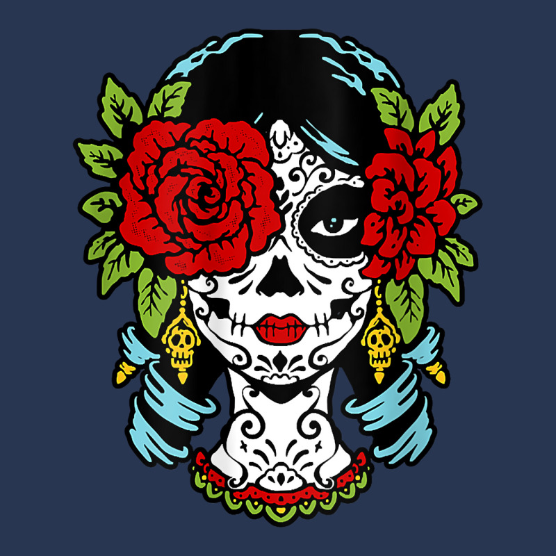 Catrina Sugar Skull Calavera Mexican Rose Eye   Art On Back Raglan Bas Ladies Denim Jacket by towamingle | Artistshot