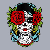 Catrina Sugar Skull Calavera Mexican Rose Eye   Art On Back Raglan Bas Tank Dress | Artistshot