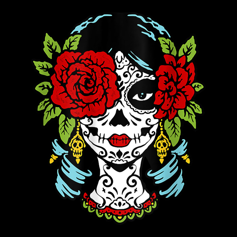 Catrina Sugar Skull Calavera Mexican Rose Eye   Art On Back Raglan Bas Cropped Sweater by towamingle | Artistshot