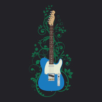 Blue T-style Electric Guitar Flowering Vines Youth Tee | Artistshot